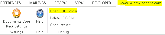 How to enable debugging for DocumentsCorePack Client (CRM 2011)
